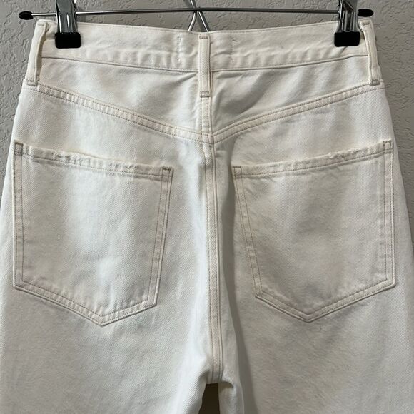 AGOLDE Riley High Rise Straight Crop Distressed Jeans Off White Size 25 - Picture 6 of 6